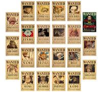 IFHDO Wanted Lot de 22 posters de manga pour décoration de la maison, décoration murale, impression d'art Luff-y Ace vintage, pour décoration de chambre à coucher et décoration murale