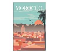 IFHSIGoe Plaque en métal Maroc - Décoration murale vintage - Décoration murale pour maison, cuisine, bar, terrasse, grotte - 30 x 43 cm