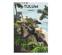 IFHSIGoe Plaque en métal Mexique Tulum - Décoration murale vintage - Décoration murale pour maison, cuisine, bar, terrasse, grotte - 20 x 30 cm