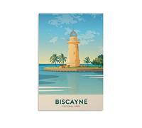 IFHSIGoe Plaque en métal Phare de Floride de Biscayne - Décoration murale vintage - 30 x 43 cm