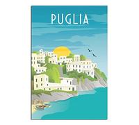 IFHSIGoe Plaque en métal Puglia Italie - Décoration murale vintage - Décoration murale pour maison, cuisine, bar, terrasse, grotte - 20 x 30 cm