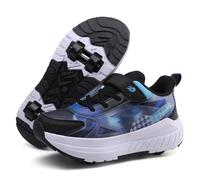 IFIKK Chaussures à roulettes 2 en 1 pour Enfants et Adolescents, Design à Quatre Roues, Roues Invisibles, Baskets de Sport en Plein air, Grandes Tailles pour Filles et garçons