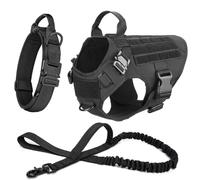 IFIKK Grand harnais et ensemble de laisses pour chien - Animal domestique Berger allemand Malinois - Entraînement - Gilet de randonnée - Harnais et collier pour chien