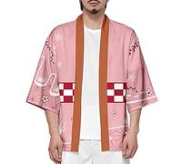 IFIKK Kimono Demon Slayer Anime Manteau Kimetsu no Yaiba Imprimé Veste Cardigan Cosplay Costume T Shirt Été Chemise Kamado Tanjirou Kamado Nezuko Agatsuma Zenitsu Tomioka Giyuu (Style 39, XS)