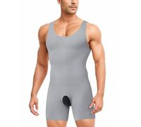 IFKODEI Body gainant pour homme - Contrôle du ventre - Entraîneur de taille - Short de compression - Pour un ventre fin, gris, Medium/Large