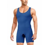 IFKODEI Body gainant pour homme - Contrôle du ventre - Entraîneur de taille - Short de compression - Pour un ventre fin, bleu, Medium/Large