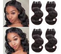 IFLY Tissage Cheveux Humain Ondulé Brésilien en Lot - Naturel Brésilienne Onde Corporelle - 50g/Bundle (10 10 10 10 Pouces)