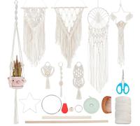 IFNUNLY - Lot de 8 kits de suspension en macramé pour débutants, attrape-rêves en macramé fait à la main pour adultes, tapisserie murale en macramé avec instructions (français non garanti), décoration