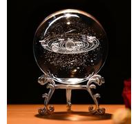 IFOLAINA, Boule de cristal 3D avec système solaire, 60 mm, cadeau d'astronomie pour enfants, modèle du système solaire, presse-papier en verre pour physiciens, planètes décoratives avec support