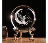 IFOLAINA Boule de cristal fée de la lune en 3D Presse-papier en verre en forme de sphère Figurines de fées charmantes pour décoration de maison pour fille Ornement