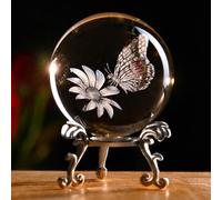 IFOLAINA Presse-papier, boule de verre, papillon 3D, boule de cristal, figurines pour décoration de maison, ornement de papillon idéal, cadeau d'anniversaire pour femmes, 60 mm, figurine de papillon