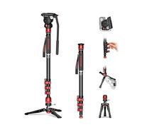 IFOOTAGE Monopode avec pied Cobra 3 C180F-P+K5S, Monopode en fibre de carbone pour appareil photo 71"/181cm avec rotule Komodo Head, Charge maximale 8 kg/17,64 lbs