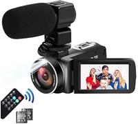 iFoulki Caméra Vidéo Caméscope FHD 1080P 24MP 30FPS Vlogging Caméra 3.0 '' 270 ° Pivotant IPS Écran 18x Numérique Zoom IR Nuit Vision Numérique Caméra avec Télécommande, Microphone et 2 Batteries