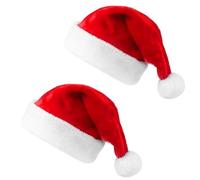 IFQKNUYL 2 Pièces Bonnet de Père Noël pour Adultes Unisexe, Chapeaux de Noëls Rouge, Bonnet de Père Noël Peluche, Chapeau de Père pour Nouvel an Fournitures de Weihnachtsmarkt(Short-haired)