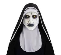 IFQKNUYL Nonne Horror Halloween Masken, Masque d'Horreur de Nonne avec Foulard Casque, Masque de Terreur d'Halloween, Horreur None en Latex pour Adultes, Religieuse Sorcière pour Carnaval Cosplay