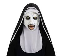 IFQKNUYL Nonne Horror Halloween Masken, Masque d'Horreur de Nonne avec Foulard Casque, Masque de Terreur d'Halloween, Horreur None en Latex pour Adultes, Religieuse Sorcière pour Carnaval Cosplay