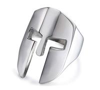 IFUAQZ Bague casque de chevalier spartiate en acier inoxydable pour homme - Masque de guerrier grec antique - Style punk, Métal, Aucune pierre précieuse