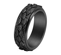 IFUAQZ Bague œil de Dieu pour homme en acier inoxydable noir et argent Taille 5 à 14, Métal, Aucune pierre précieuse