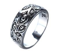 IFUAQZ Bague œil de Dieu pour homme en acier inoxydable noir et argent Taille 5 à 14, Métal, Aucune pierre précieuse
