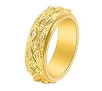 IFUAQZ Bague œil de Dieu pour homme en acier inoxydable noir et argent Taille 5 à 14, Métal, Aucune pierre précieuse