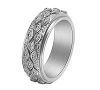 IFUAQZ Bague œil de Dieu pour homme en acier inoxydable noir et argent Taille 5 à 14, Métal, Aucune pierre précieuse