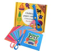 IFUDE Lot de 96 paires de ciseaux de bricolage pour enfants - En plastique - Avec 96 feuilles de papier - Motifs animaux et fruits - Amusant - Pour la maternelle et la maternelle