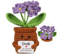 IFUDE Petit cadeau de remerciement tricoté - Pomme de terre positive - Décoration de bureau - Tulipe - Fleurs artificielles - Porte-bonheur pour adieu amis, collègues et famille (violet)