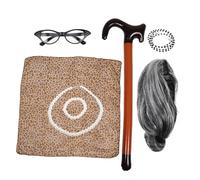 ifundom 1 Ensemble De Cosplay Old Lady Tenue Grand- Headscarf Accessory Set Funny Warm Wig Wig Costume Accessor