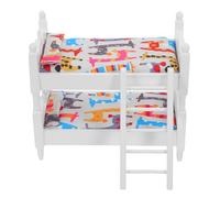ifundom 1 Ensemble de Meubles Miniatures pour Maison de poupée : lit superposé à l'échelle 1:12, Mini-Lits Doubles avec échelle en Bois, literie et Coussin décoratif pour Chambre