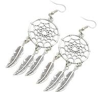 ifundom 1 Paire de Boucles D’Oreilles Attrape-Rêves Bohèmes Pendantes en Alliage Léger Design Plume Ajourée Boucles D’Oreilles pour Femmes Présent pour Usage Quotidien et Occasions