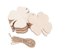 ifundom 10 Pièces Ébauches en Bois Trèfle à Quatre Feuilles avec Corde