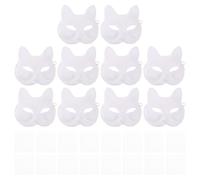 ifundom 10 Pièces Masques Renard Blanc à Décorer Lot de Masques Papier à Peindre pour DIY avec Maille pour Visibilité Claire Accessoire Costume Fête et Carnaval