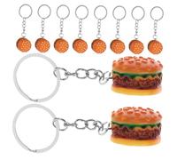 ifundom 10 pièces Porte-clés Mini Hamburger Résine Réaliste Charm Cartoon Mignon pour Sac Trousseau de Clés Léger et Portable Accessoire