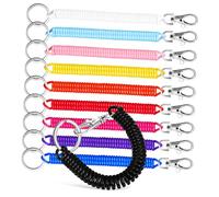 ifundom 10 pièces Porte-clés Spirale Extensible Lot de Corde Élastique Rétractable Porte-clé Poignet Sûr et Pratique pour Clés et Badges