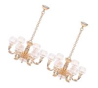 ifundom 12 Dorées pour Maison de Poupée Lustres Suspendus Décoratifs pour Salon Accessoires Artisanaux de Simulation Éclairage Miniature Réaliste pour Maison Miniature
