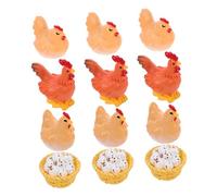 ifundom 12 pièces Miniature Resin Chicken Figurines Set Cute Hen and Egg Garden Ornaments for Micro Landscape Small Farm Animal Decoration Accessories