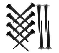 ifundom 12 Pièces Poteau Solaire au Sol pieux légers piquets de lumière au Sol Pointes métalliques pour Le Sol piquets d'éclairage extérieur Aluminium Black