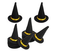 ifundom 14 Pièces Mini Chapeaux de Sorcière Feutre Noir Accessoires Décoratifs pour Bouteilles de Vin Mini pour Poupées Fournitures de Fête Halloween et Projets DIY