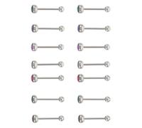 ifundom 14pièces Clous de Piercing Métal Bijoux de Piercing Haltère Anneaux de Langue Haltère Barre de Langue