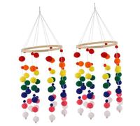 ifundom 2 Ensembles Carillons Éoliens Boule De Poils Décoration De Plafond De Pépinière Cloche De Lit De Balle Floue Mobile Suspendu Pour Chambre D'enfant Ornement La Chambre Des Enfants