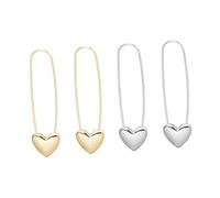 ifundom 2 paires Boucles Oreilles Épingle Nourrice Métal Doré et Argenté pour Femmes Design Cœur Vintage Légères et Confortables Polyvalentes pour Usage Quotidien et Occasions Festives
