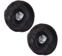 ifundom 2 Pièces Créatrice de Chignons Donuts en Soie Haute Température Noire, Accessoire de Coiffure Délicat et Extensible pour Chignon Queue de Cheval Élégant