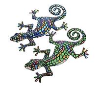 ifundom 2 Pièces décorations murales decoration mural décoration mural home decoration Décoration colorée decoration interieur décor extérieur Geckos décor suspendu gecko mur gecko le fer