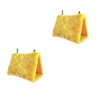 ifundom 2 Pièces Hamac en Peluche pour Oiseaux Grotte Animale S 18x10x12,5 Cm Jaune Abri Chaud Hiver Suspendu Nid Confortable pour Perroquets et Petits Oiseaux, Refuge Isolant et Douillet