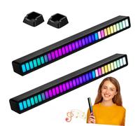 ifundom 2 pièces Lampe RGB à Barres Lumineuses Activée par Voix avec Microphone Sensible Éclairage Ambiant pour Chambre et Voiture Pack