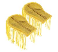 ifundom 2 Pièces Lot de 2 Épaulettes à Franges Dorées, Accessoires Décoratifs d'Épaule en Tissu Non Tissé, Taille Moyenne, pour Vestes et Uniformes de Scène, Insignes à Pompons Vierges,