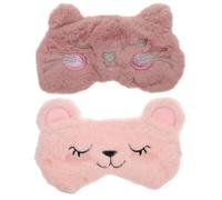 ifundom 2 pièces Lot de Masques de Sommeil Peluche Doux Cartoon pour Yeux Cache-yeux Confortable et Occultant pour Hommes et Femmes Voyage et Sieste