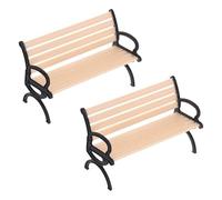 ifundom 2 pièces Miniature Park Bench Set Mini Decorative Wooden Dollhouse Bench Seats for Garden Street Train Platform Playhouse Accessories Compact Micro Landscape Furniture