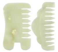 ifundom 2 pièces Peigne de Massage Jade Naturel Outils de Grattage Gua Sha pour Visage et Chevelu Massage Musculaire et Soin Peau