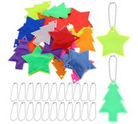 ifundom 24 Pièces Pendentifs Réfléchissants Étoile et Sapin, PVC, pour | Accroche Rapide, Visibilité Accrue la Nuit, Lot Décoratif pour Garçon et Filles, Usage en Sortie, Fête de Noël